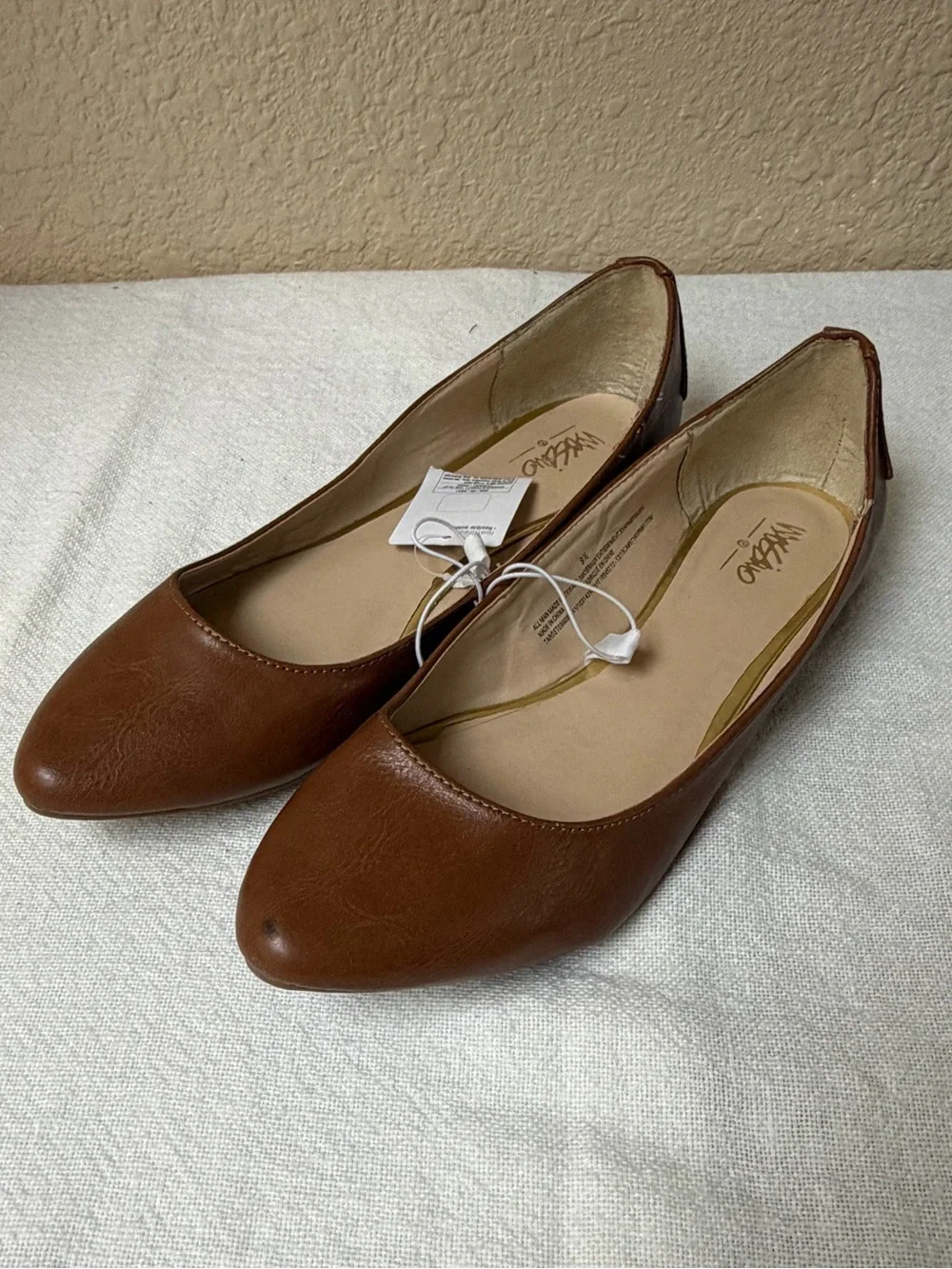 4/$20 Mossimo Brown Faux-Leather Pointed-Toe Ballet Flats